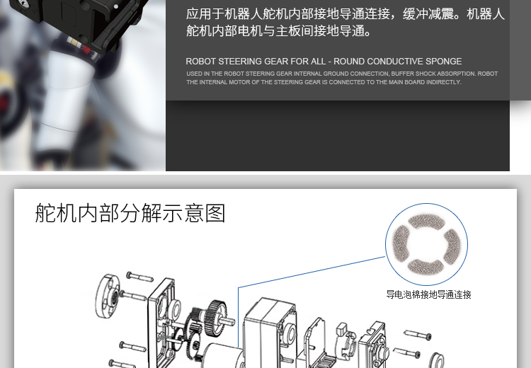 导电泡棉_舵机导电泡棉_机器人舵机专用全方位导电泡棉_美成导电泡棉